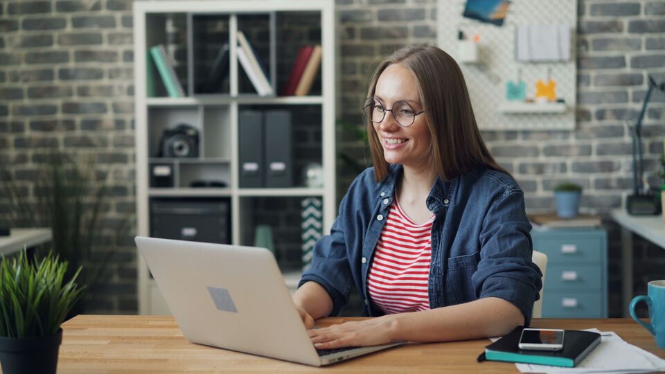 A woman on computer